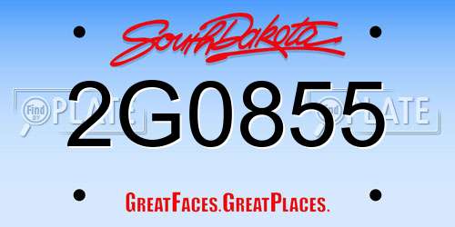 2G0855 South Dakota License Plate