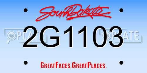 2G1103 South Dakota License Plate