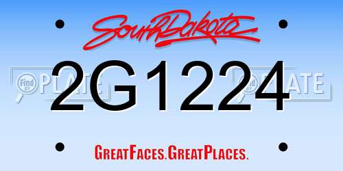 2G1224 South Dakota License Plate