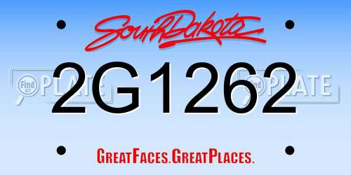 2G1262 South Dakota License Plate