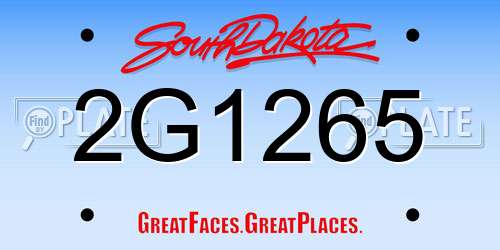 2G1265 South Dakota License Plate