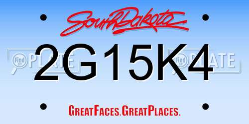 2G15K4 South Dakota License Plate