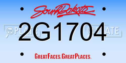 2G1704 South Dakota License Plate