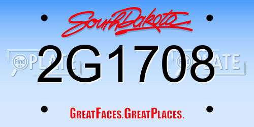 2G1708 South Dakota License Plate