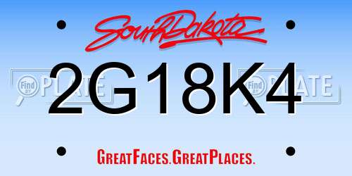 2G18K4 South Dakota License Plate