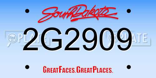 2G2909 South Dakota License Plate