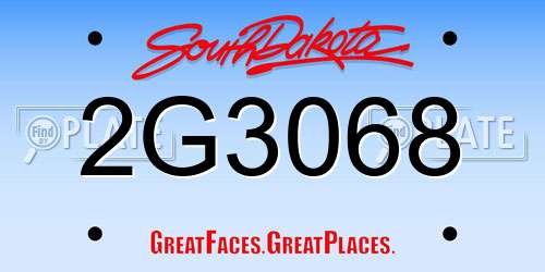 2G3068 South Dakota License Plate