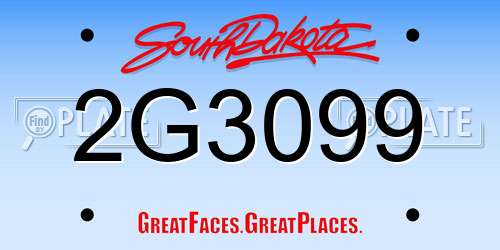 2G3099 South Dakota License Plate