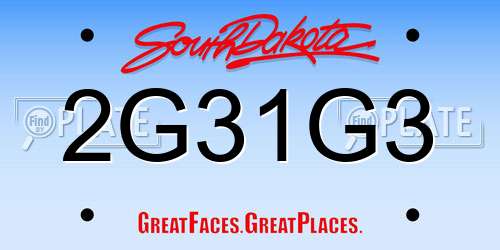 2G31G3 South Dakota License Plate