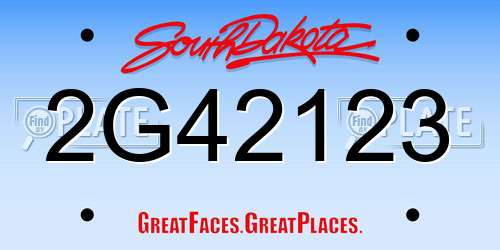 2G42123 South Dakota License Plate