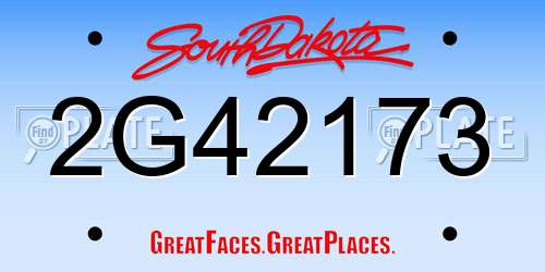 2G42173 South Dakota License Plate