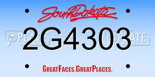 2G4303 South Dakota License Plate