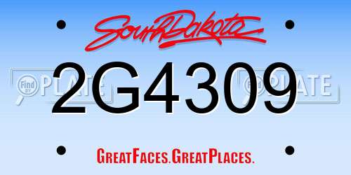2G4309 South Dakota License Plate