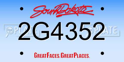 2G4352 South Dakota License Plate