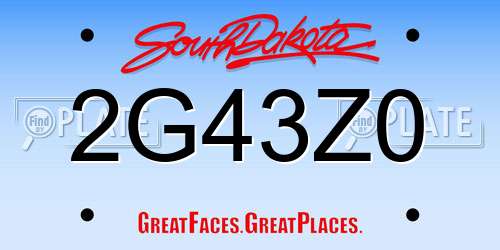 2G43Z0 South Dakota License Plate