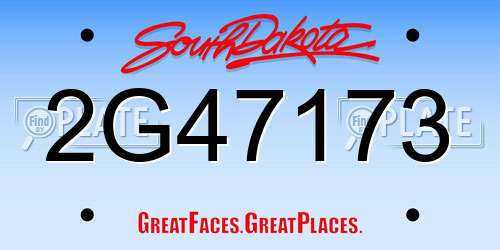 2G47173 South Dakota License Plate