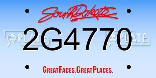 2G4770 South Dakota License Plate