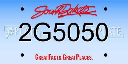 2G5050 South Dakota License Plate