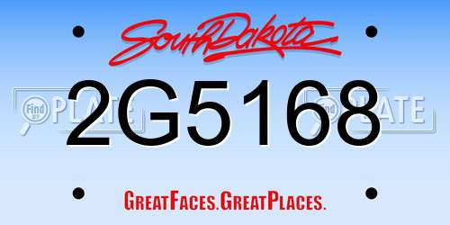 2G5168 South Dakota License Plate