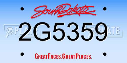 2G5359 South Dakota License Plate