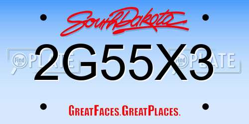2G55X3 South Dakota License Plate
