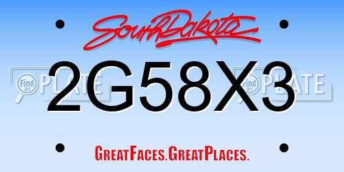 2G58X3 South Dakota License Plate