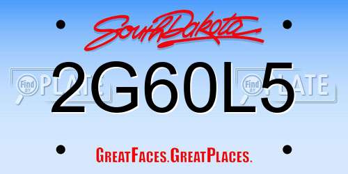 2G60L5 South Dakota License Plate