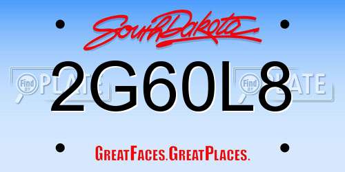 2G60L8 South Dakota License Plate