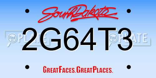 2G64T3 South Dakota License Plate