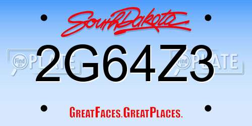 2G64Z3 South Dakota License Plate