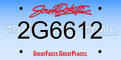 2G6612 South Dakota License Plate