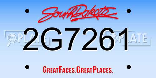 2G7261 South Dakota License Plate