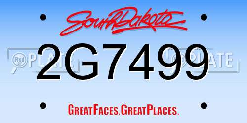 2G7499 South Dakota License Plate