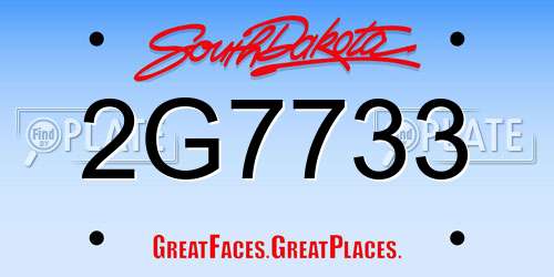2G7733 South Dakota License Plate