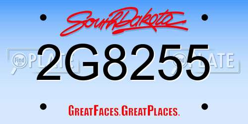 2G8255 South Dakota License Plate