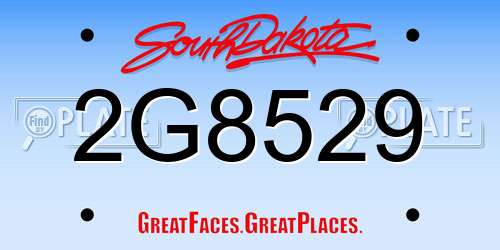 2G8529 South Dakota License Plate