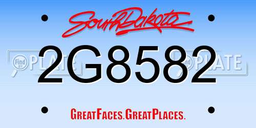 2G8582 South Dakota License Plate