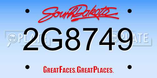 2G8749 South Dakota License Plate