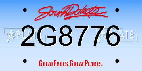 2G8776 South Dakota License Plate