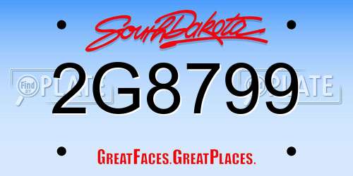 2G8799 South Dakota License Plate