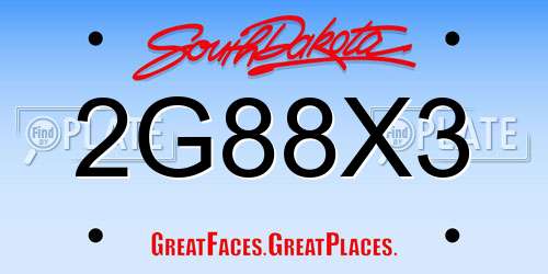 2G88X3 South Dakota License Plate