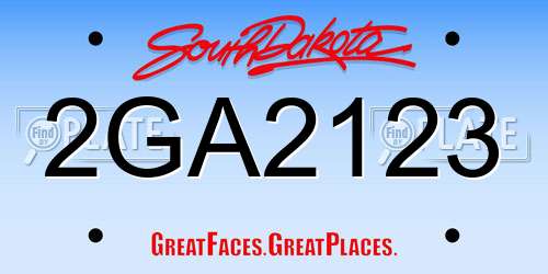 2GA2123 South Dakota License Plate