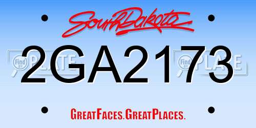 2GA2173 South Dakota License Plate