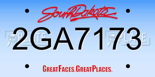 2GA7173 South Dakota License Plate