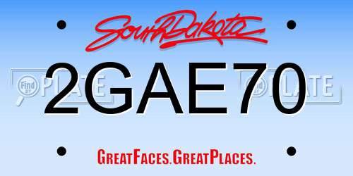 2GAE70 South Dakota License Plate