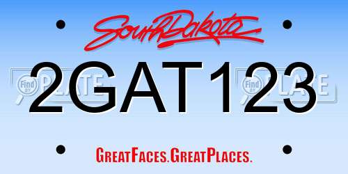 2GAT123 South Dakota License Plate