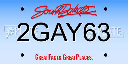 2GAY63 South Dakota License Plate