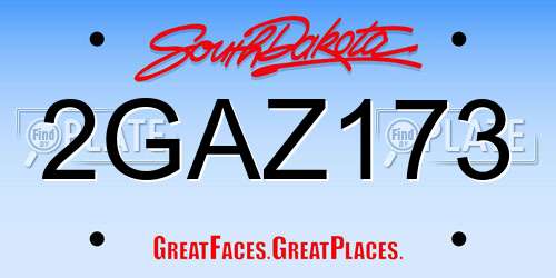 2GAZ173 South Dakota License Plate