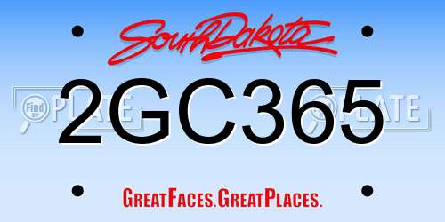 2GC365 South Dakota License Plate