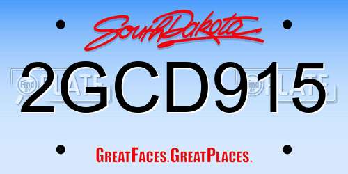 2GCD915 South Dakota License Plate